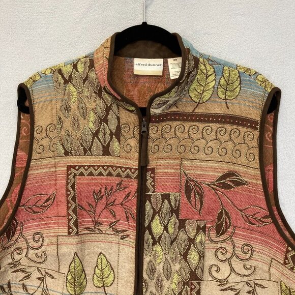 Alfred Dunner Southwestern Tapestry Zip Up Vest Womens 16W Nature Forest Color - Picture 5 of 11